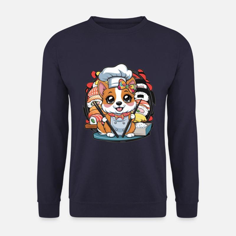 Chien Kawaii mignon avec sushis - Sweat-shirt Unisexe - marine
