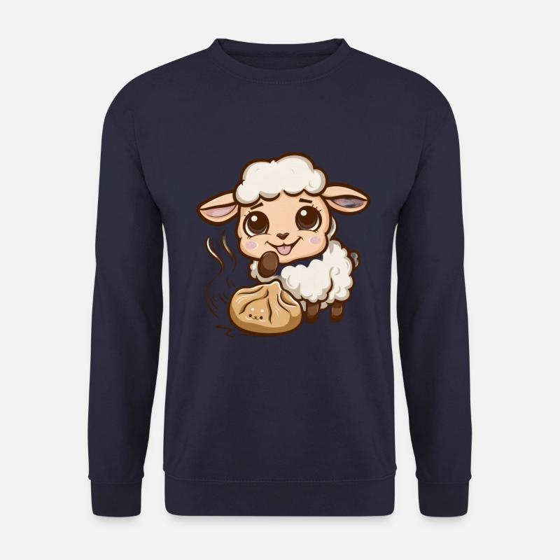 Kawaii sheep with stuffed dumpling - Unisex Sweatshirt - navy