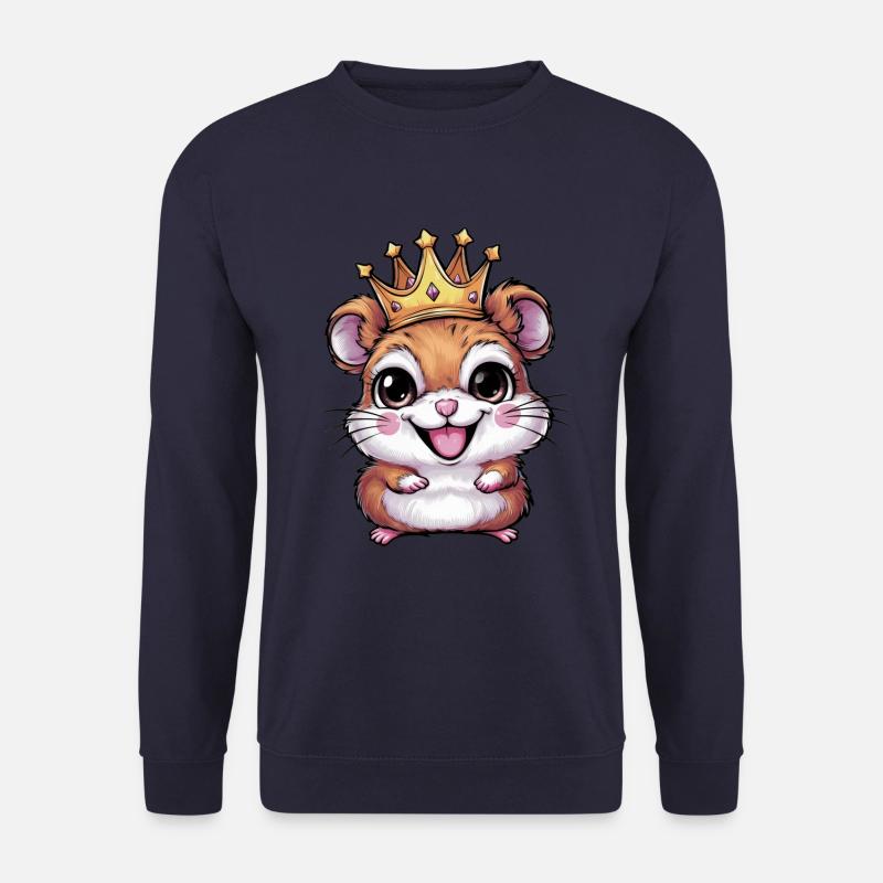 Hamster as King with Crown - Unisex Sweatshirt - navy