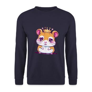 Kawaii Hamster im Cartoon Stil mit Herzen - Unisex Pullover - Navy - Vorne - Alina (178cm) & Michal (187cm)