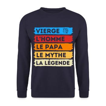 Vierge l' homme le papa cadeau signe astrologique - Sweat-shirt Unisexe - marine - Devant - Alina (178cm) & Michal (187cm)