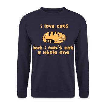 I LOVE CATS BUT I CANT EAT A WHOLE ONE - Unisex Sweatshirt - navy - Front - Alina (178cm) & Michal (187cm)