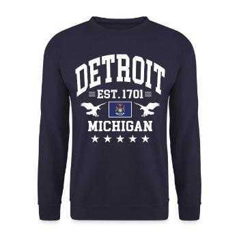 Detroit - Unisex Pullover - Navy - Vorne - Alina (178cm) & Michal (187cm)