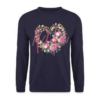 Saint-Valentin Saint-Valentin Roseheart Heart love - Sweat-shirt Unisexe - marine - Devant - Alina (178cm) & Michal (187cm)