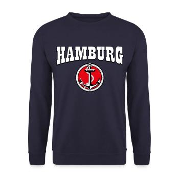 60 Hamburg Anker Anchor - Unisex Pullover - Navy - Vorne - Alina (178cm) & Michal (187cm)
