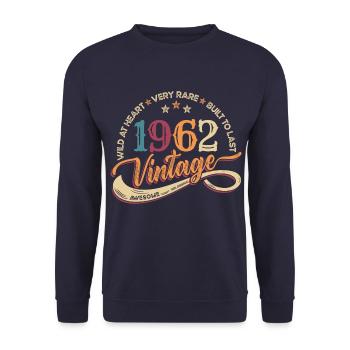 Vintage geboren 1962 Design Jahrgang 1962 Geschenk - Unisex Pullover - Navy - Vorne - Alina (178cm) & Michal (187cm)