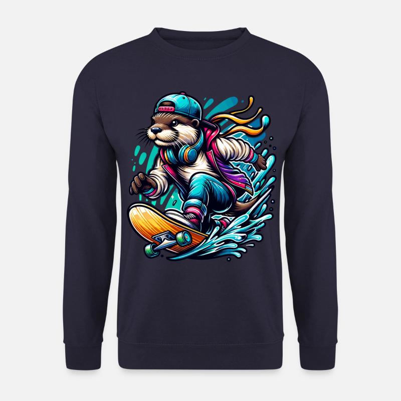 Cooler Otter Skateboarder im Street-Style - Unisex Pullover - Navy