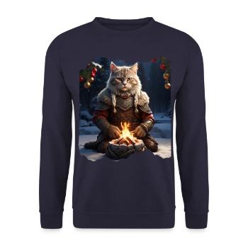 Christmas viking cat - Unisex Sweatshirt - navy - Front - Alina (178cm) & Michal (187cm)