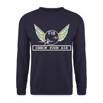 Check Your Six - Unisex Sweatshirt - navy - Front - Alina (178cm) & Michal (187cm)