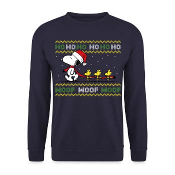 Peanuts Snoopy Hohoho - Unisex Pullover - Navy - Vorne - Alina (178cm) & Michal (187cm)