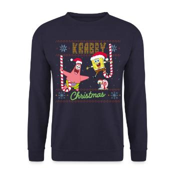 Bob l'Éponge Krabby Christmas - Sweat-shirt Unisexe - marine - Devant - Alina (178cm) & Michal (187cm)