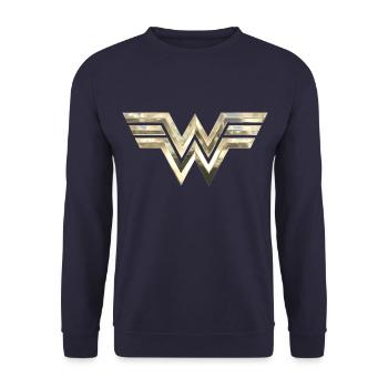 Wonder Woman 1984 Logo Classic Gold - Unisex Pullover - Navy - Vorne - Alina (178cm) & Michal (187cm)