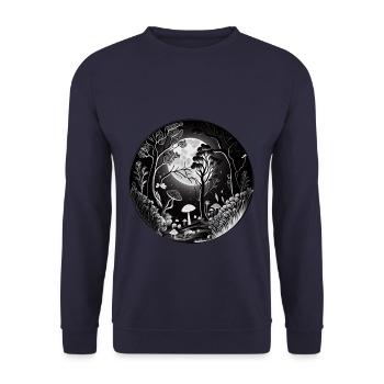 Mystical fairytale forest with flowers and mushrooms - Unisex Sweatshirt - navy - Front - Alina (178cm) & Michal (187cm)