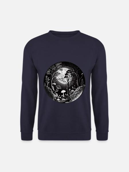 Mystical fairytale forest with flowers and mushrooms - Unisex Sweatshirt - navy
