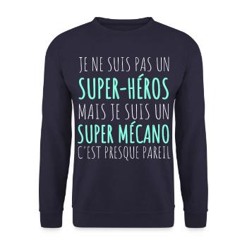 Mécanicien super-héros humour mécanique cadeau - Sweat-shirt Unisexe - marine - Devant - Alina (178cm) & Michal (187cm)