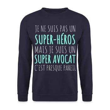 Avocat super héros humour avocat cadeau - Sweat-shirt Unisexe - marine - Devant - Alina (178cm) & Michal (187cm)