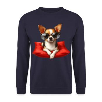Cool Chihuahua Wearing Sunglasses - Unisex Sweatshirt - navy - Front - Alina (178cm) & Michal (187cm)