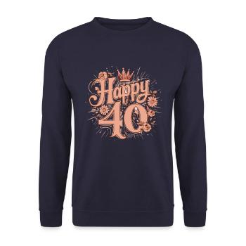 Heureux 40 - Sweat-shirt Unisexe - marine - Devant - Alina (178cm) & Michal (187cm)