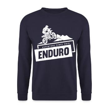 Enduro Rally 2- Cross Motorrad mit Bergen - Unisex Pullover - Navy - Vorne - Alina (178cm) & Michal (187cm)