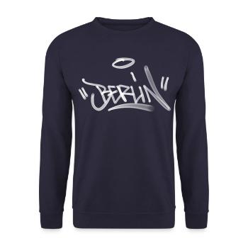Berlin Graffiti Design - Unisex Pullover - Navy - Vorne - Alina (178cm) & Michal (187cm)