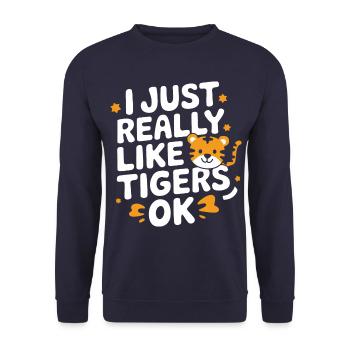 Tiger Tier Zoo Wildtier - Unisex Pullover - Navy - Vorne - Alina (178cm) & Michal (187cm)