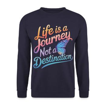 Schmetterling Monarchfalter Bunt Schmetterlinge - Unisex Pullover - Navy - Vorne - Alina (178cm) & Michal (187cm)