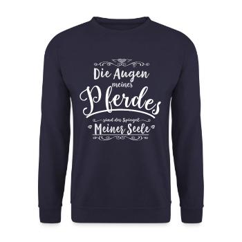 Die Augen meinen Pferdes Pferdespruch - Unisex Pullover - Navy - Vorne - Alina (178cm) & Michal (187cm)