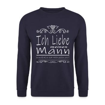 Ich liebe meinen Mann wenn er mich zu meinen Pferd - Unisex Pullover - Navy - Vorne - Alina (178cm) & Michal (187cm)