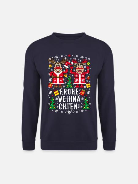 207 Hirsch Rudolph Rudolphine Frohe Weihnachten - Unisex Pullover - Navy