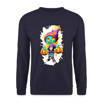 Jack o Lantern 02 - Unisex Pullover - Navy - Vorne - Alina (178cm) & Michal (187cm)