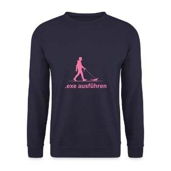 Exe Ausführen pink - Unisex Pullover - Navy - Vorne - Alina (178cm) & Michal (187cm)