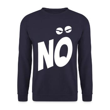 Nö, ich muss garnix - Typografie - Spruch - Unisex Pullover - Navy - Vorne - Alina (178cm) & Michal (187cm)