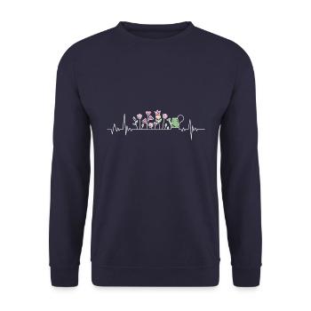 Jardinage Rythme cardiaque - Sweat-shirt Unisexe - marine - Devant - Alina (178cm) & Michal (187cm)