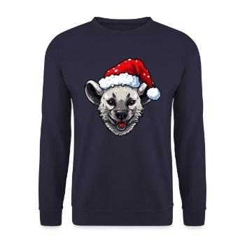 Hyena Christmas Animal Head - Unisex Sweatshirt - navy - Front - Alina (178cm) & Michal (187cm)