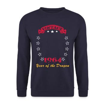 Geburtstag 1964 -2024 für Portrait - Unisex Pullover - Navy - Vorne - Alina (178cm) & Michal (187cm)