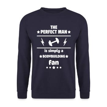 Der perfekte Mann liebt Bodybuilding - Unisex Pullover - Navy - Vorne - Alina (178cm) & Michal (187cm)