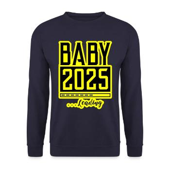 Baby 2025 Loading Babyshower - Unisex Pullover - Navy - Vorne - Alina (178cm) & Michal (187cm)