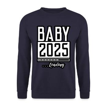 Baby 2025 Loading Babyshower - Unisex Pullover - Navy - Vorne - Alina (178cm) & Michal (187cm)
