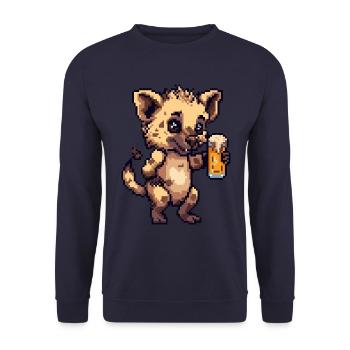 Hyäne Pixel Bier - Unisex Pullover - Navy - Vorne - Alina (178cm) & Michal (187cm)