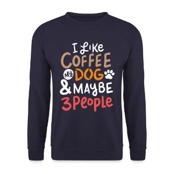 Funny Dogs Pug Coffee German Shepherd Labrador - Unisex Sweatshirt - navy - Front - Alina (178cm) & Michal (187cm)