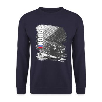 Norwegen - Motorrad - Unisex Pullover - Navy - Vorne - Alina (178cm) & Michal (187cm)