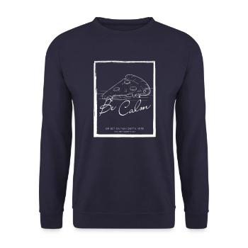Sei gelassen - Pizza - Unisex Pullover - Navy - Vorne - Alina (178cm) & Michal (187cm)