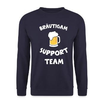 Bräutigam Support Team Junggesellenabschied Heirat - Unisex Pullover - Navy - Vorne - Alina (178cm) & Michal (187cm)