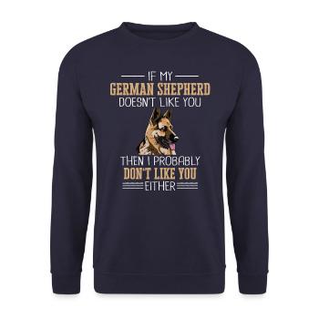 Deutscher Schäferhund Hund - Unisex Pullover - Navy - Vorne - Alina (178cm) & Michal (187cm)