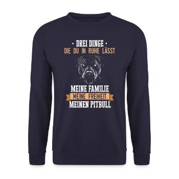 Pitbull Hund - Unisex Pullover - Navy - Vorne - Alina (178cm) & Michal (187cm)
