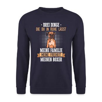 Deutscher Boxer Hund Hundehalter Hunde Boxer - Unisex Pullover - Navy - Vorne - Alina (178cm) & Michal (187cm)