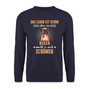 Deutscher Boxer Hund Hundehalter Hunde Boxer - Unisex Pullover - Navy - Vorne - Alina (178cm) & Michal (187cm)