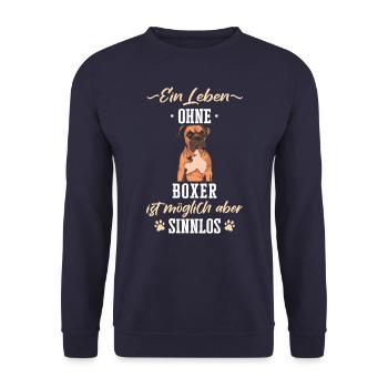 Deutscher Boxer Hund Hundehalter Hunde Boxer - Unisex Pullover - Navy - Vorne - Alina (178cm) & Michal (187cm)