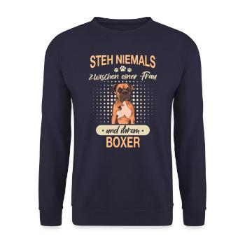 Deutscher Boxer Hund Hundehalter Hunde Boxer - Unisex Pullover - Navy - Vorne - Alina (178cm) & Michal (187cm)