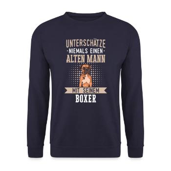 Deutscher Boxer Hund Hundehalter Hunde Boxer - Unisex Pullover - Navy - Vorne - Alina (178cm) & Michal (187cm)